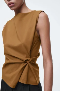 Fashion COS BLUZKA BEZ RĘKAWÓW Z MARSZCZENIAMI