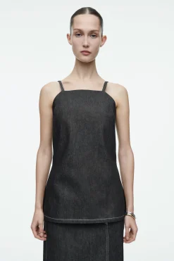 Fashion COS BLUZKA NA RAMIĄCZKACH Z SUROWEGO JEANSU