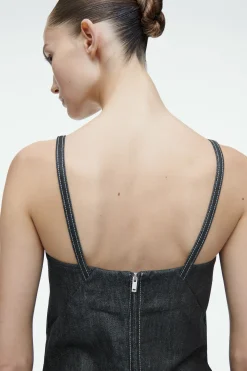 Fashion COS BLUZKA NA RAMIĄCZKACH Z SUROWEGO JEANSU
