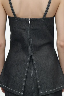 Fashion COS BLUZKA NA RAMIĄCZKACH Z SUROWEGO JEANSU