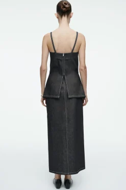Fashion COS BLUZKA NA RAMIĄCZKACH Z SUROWEGO JEANSU
