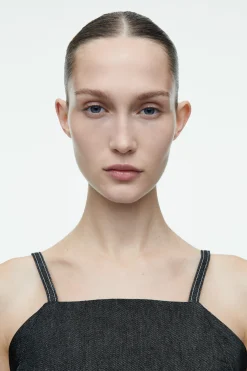 Fashion COS BLUZKA NA RAMIĄCZKACH Z SUROWEGO JEANSU
