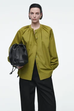 Fashion COS BLUZKA Z MARSZCZONYMI MANKIETAMI