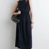 New COS BOATNECK GATHERED MIDI DRESS