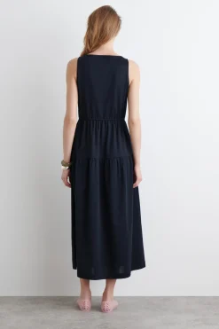 New COS BOATNECK GATHERED MIDI DRESS