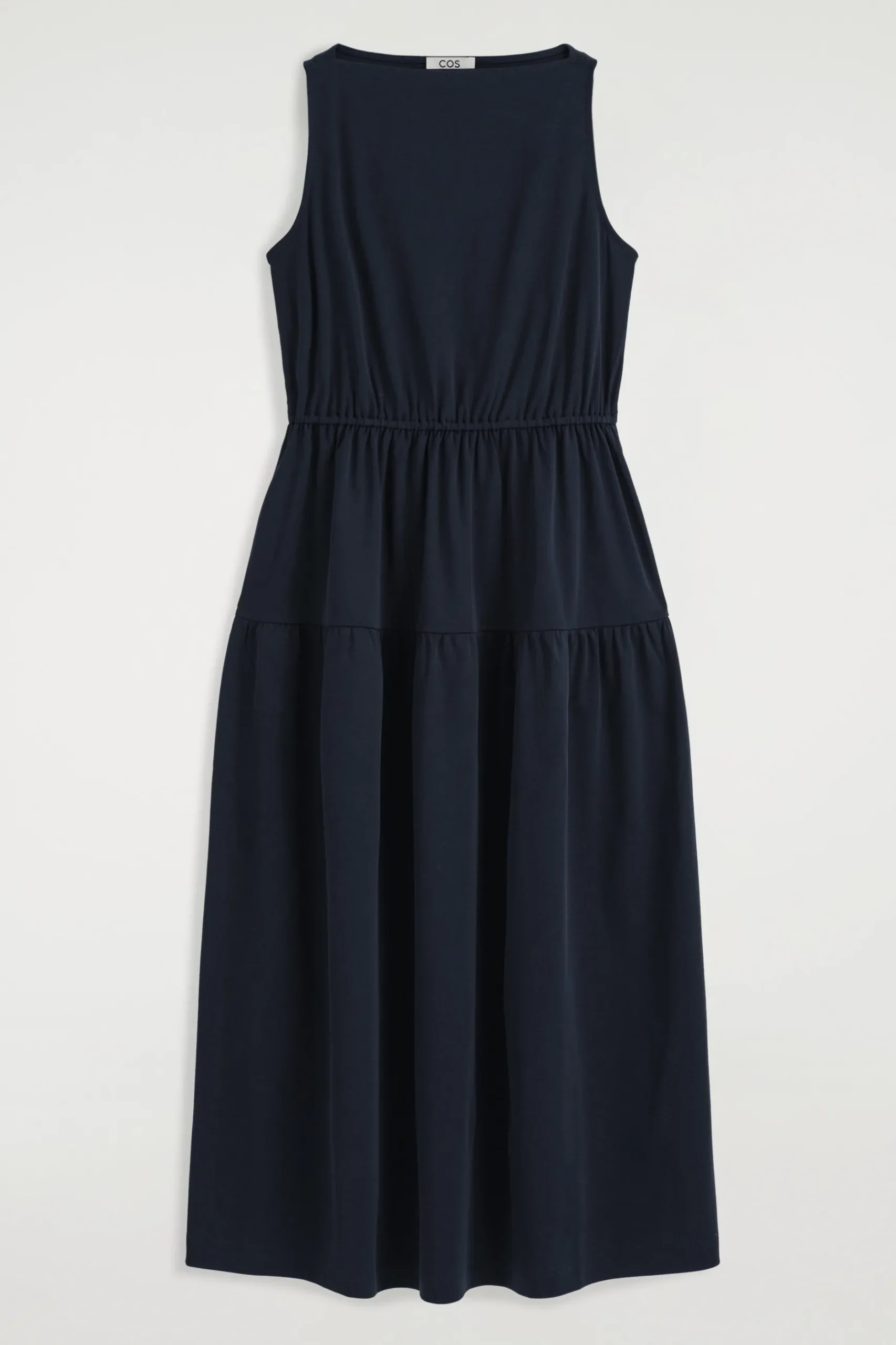 New COS BOATNECK GATHERED MIDI DRESS