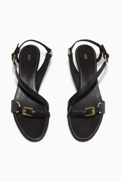 Clearance COS BUCKLED STRAPPY HEELED SANDALS Czarny