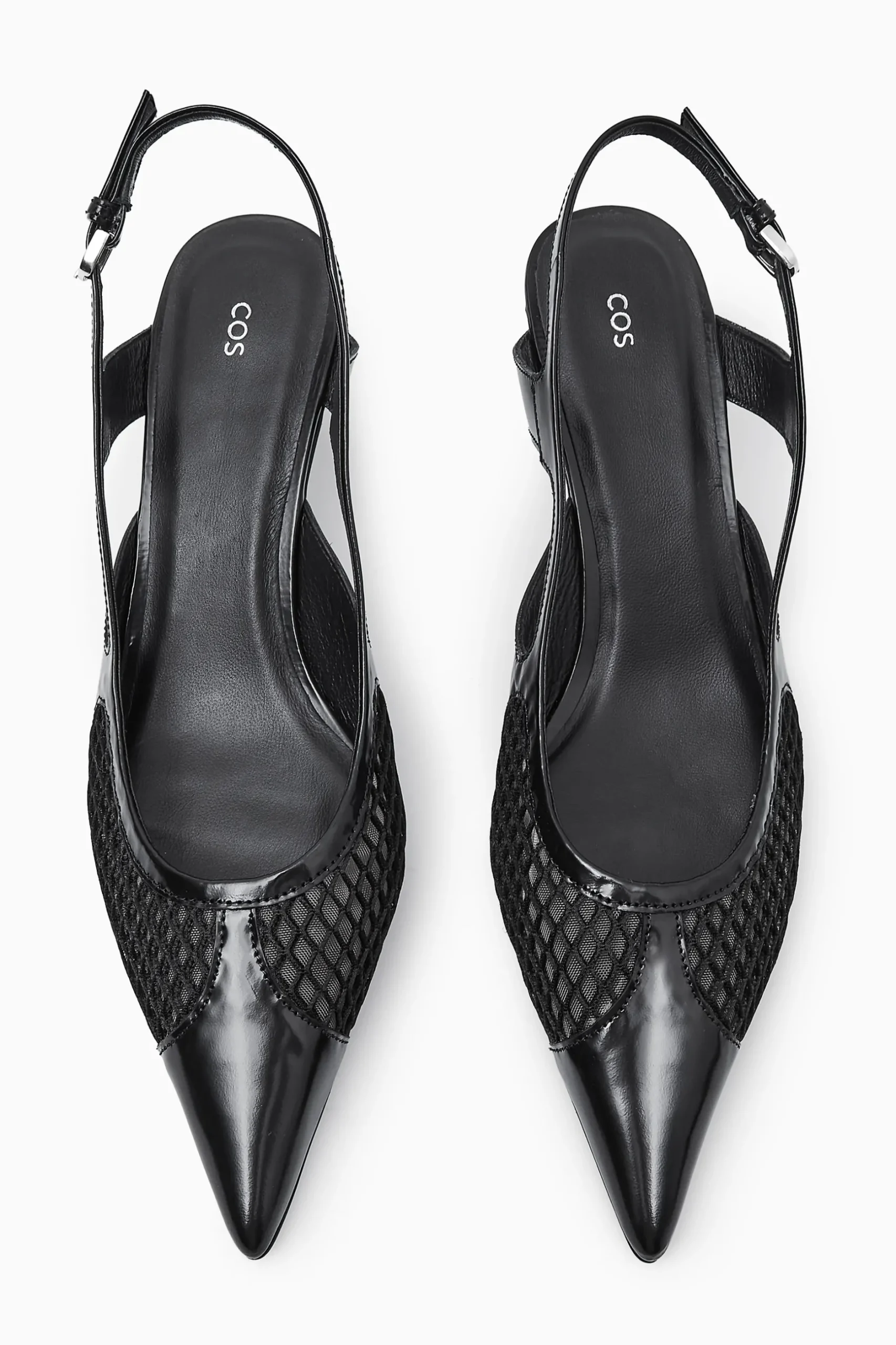 Sale COS BUTY Z SIATECZKĄ I SPICZASTYM CZUBKIEM NA OBCASIE Czarny