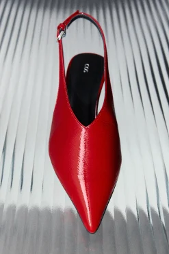 Online COS BUTY ZE SPICZASTYM CZUBKIEM I ODSŁONIĘTĄ PIĘTĄ Czerwony