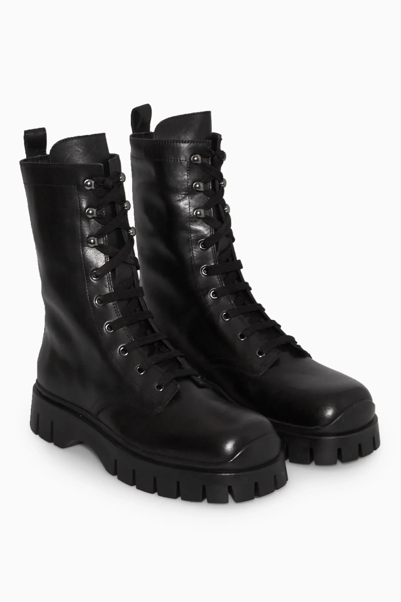New COS CHUNKY LACEUP BOOTS Black