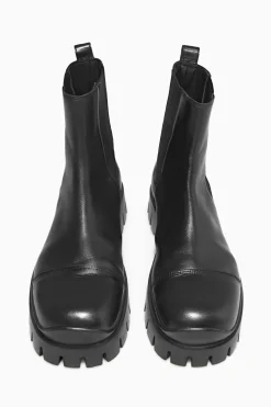 Discount COS CHUNKY LEATHER CHELSEA BOOTS Black