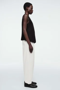 Best COS COTTON TAPERED DRAWSTRING TROUSERS