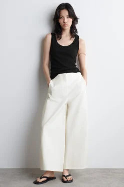 Fashion COS CROPPED BARRELLEG COTTON TROUSERS