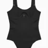 New COS CUTOUT SCOOPNECK SWIMSUIT Black