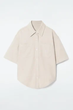 New COS DENIMOWA KOSZULA Z KRÓTKIM RĘKAWEM – RELAXED FIT