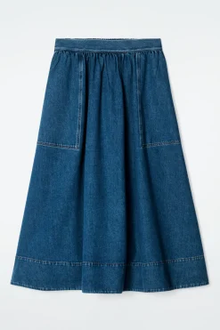 Discount COS DENIMOWA SPÓDNICA MIDI Z ELASTYCZNĄ TALIĄ