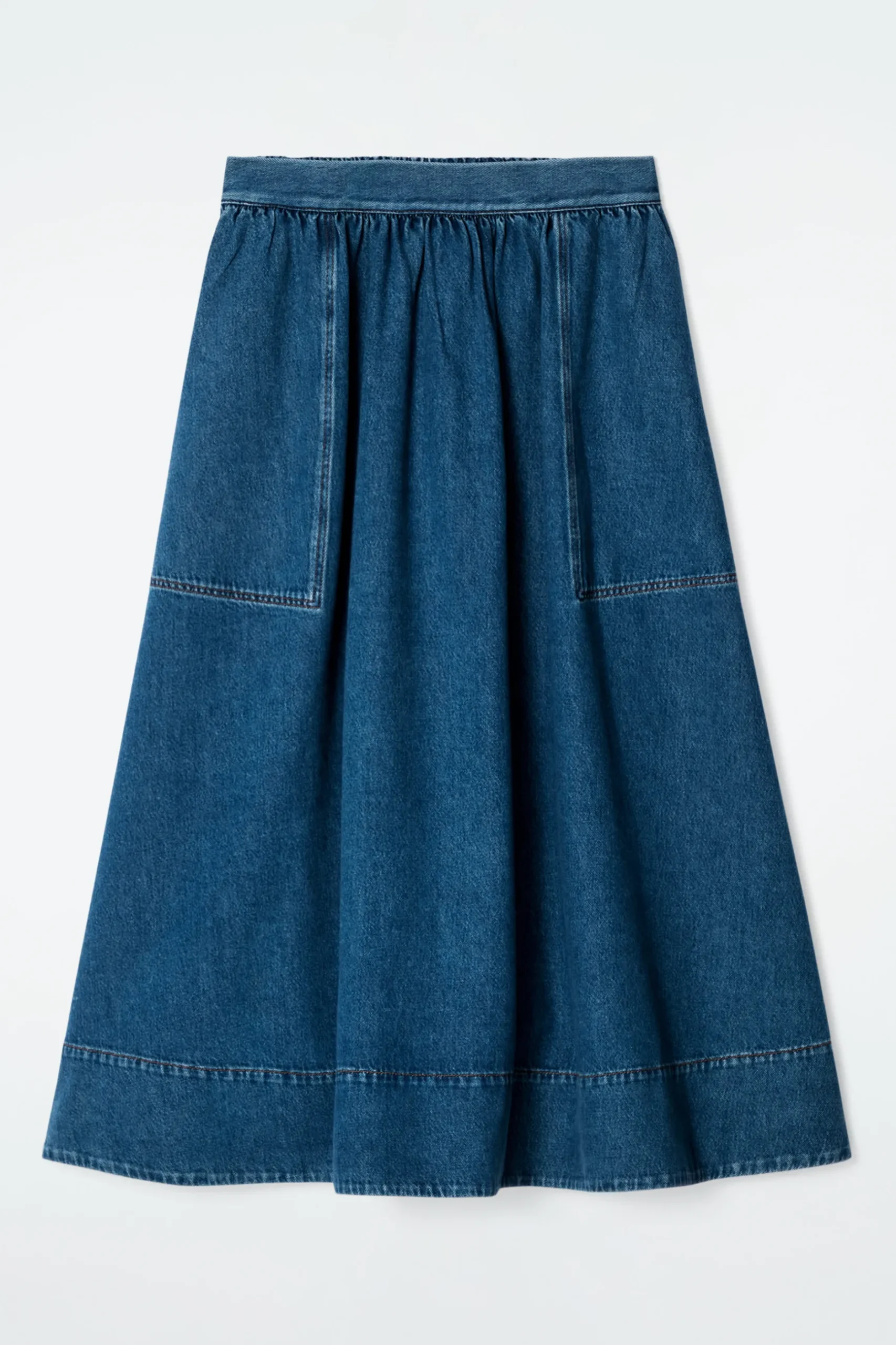 Discount COS DENIMOWA SPÓDNICA MIDI Z ELASTYCZNĄ TALIĄ