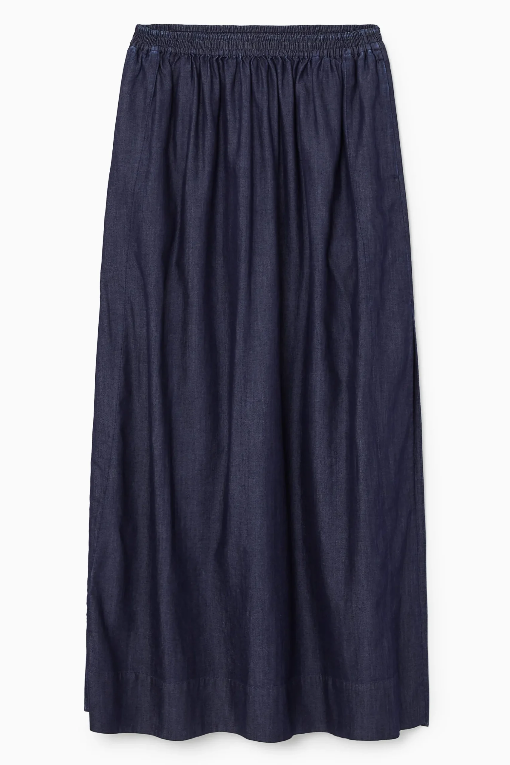 Outlet COS DENIMOWA SUKIENKA MAXI Z ZEBRANYM MATERIAŁEM