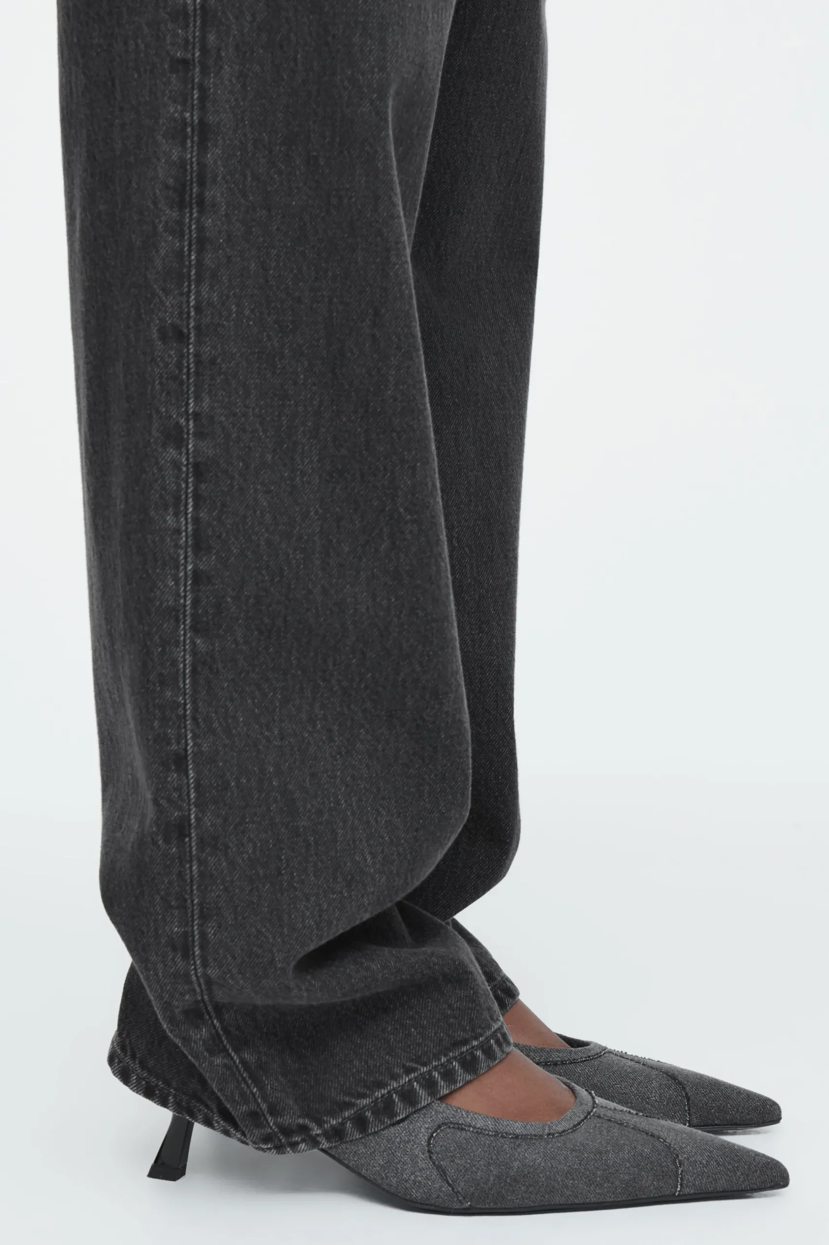 Hot COS DENIMOWE BUTY BEZ PIĘTY NA OBCASACH TYPU KACZUSZKA Szary