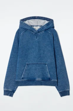 Fashion COS DŻERSEJOWA BLUZA Z KAPTUREM W JEANSOWYM KOLORZE