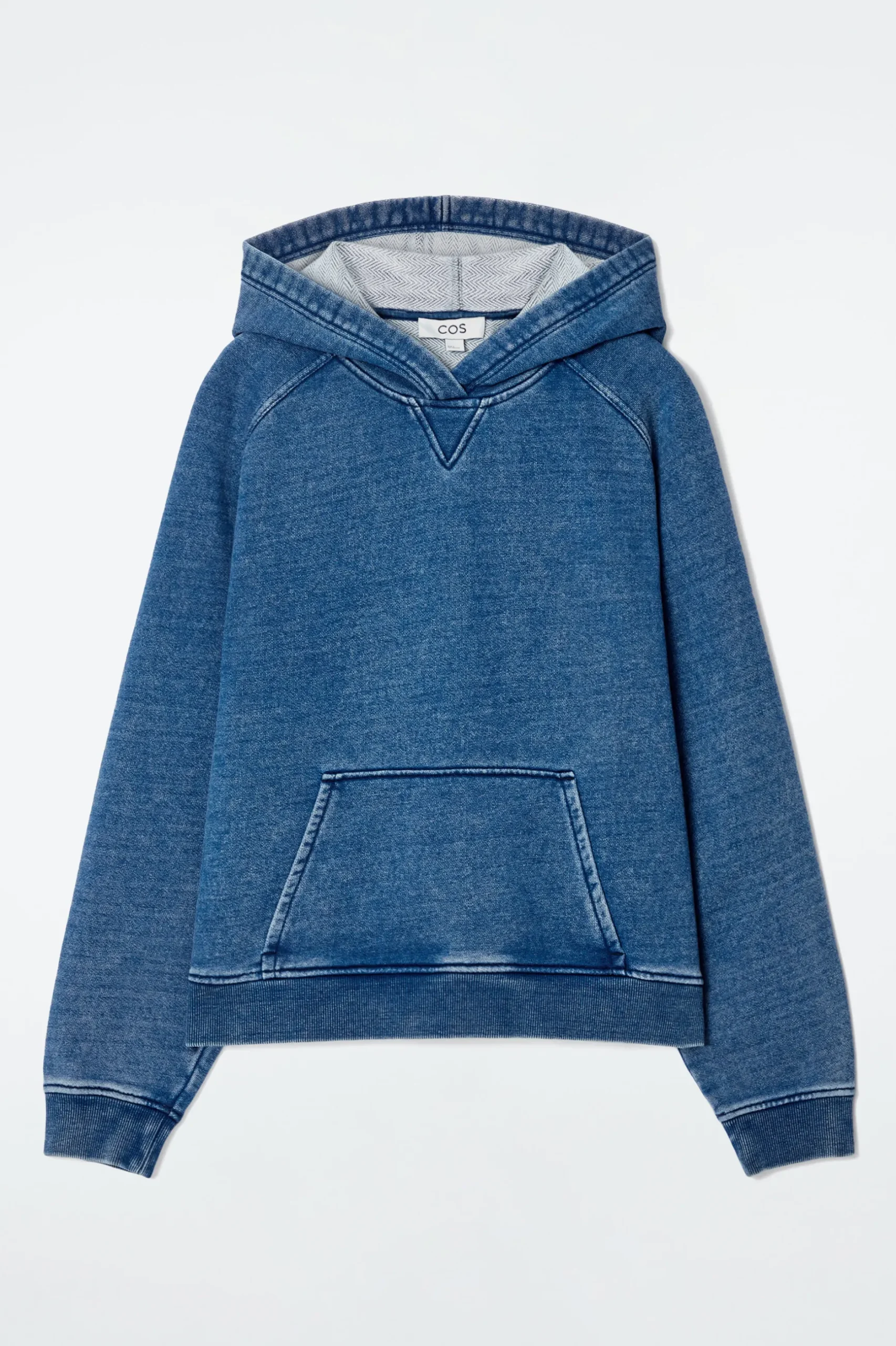 Fashion COS DŻERSEJOWA BLUZA Z KAPTUREM W JEANSOWYM KOLORZE