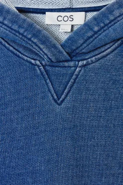 Fashion COS DŻERSEJOWA BLUZA Z KAPTUREM W JEANSOWYM KOLORZE
