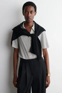 Fashion COS DŻERSEJOWA KOSZULA Z OTWARTYM DEKOLTEM