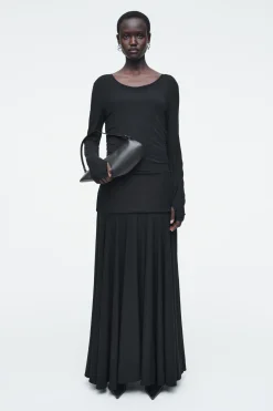 Fashion COS DŻERSEJOWA SUKIENKA MAXI Z OBNIŻONĄ TALIĄ