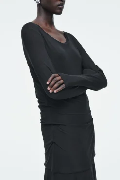 Fashion COS DŻERSEJOWA SUKIENKA MAXI Z OBNIŻONĄ TALIĄ