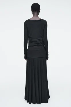 Fashion COS DŻERSEJOWA SUKIENKA MAXI Z OBNIŻONĄ TALIĄ