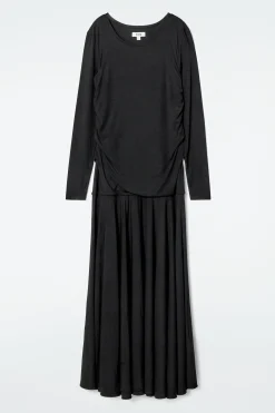 Fashion COS DŻERSEJOWA SUKIENKA MAXI Z OBNIŻONĄ TALIĄ