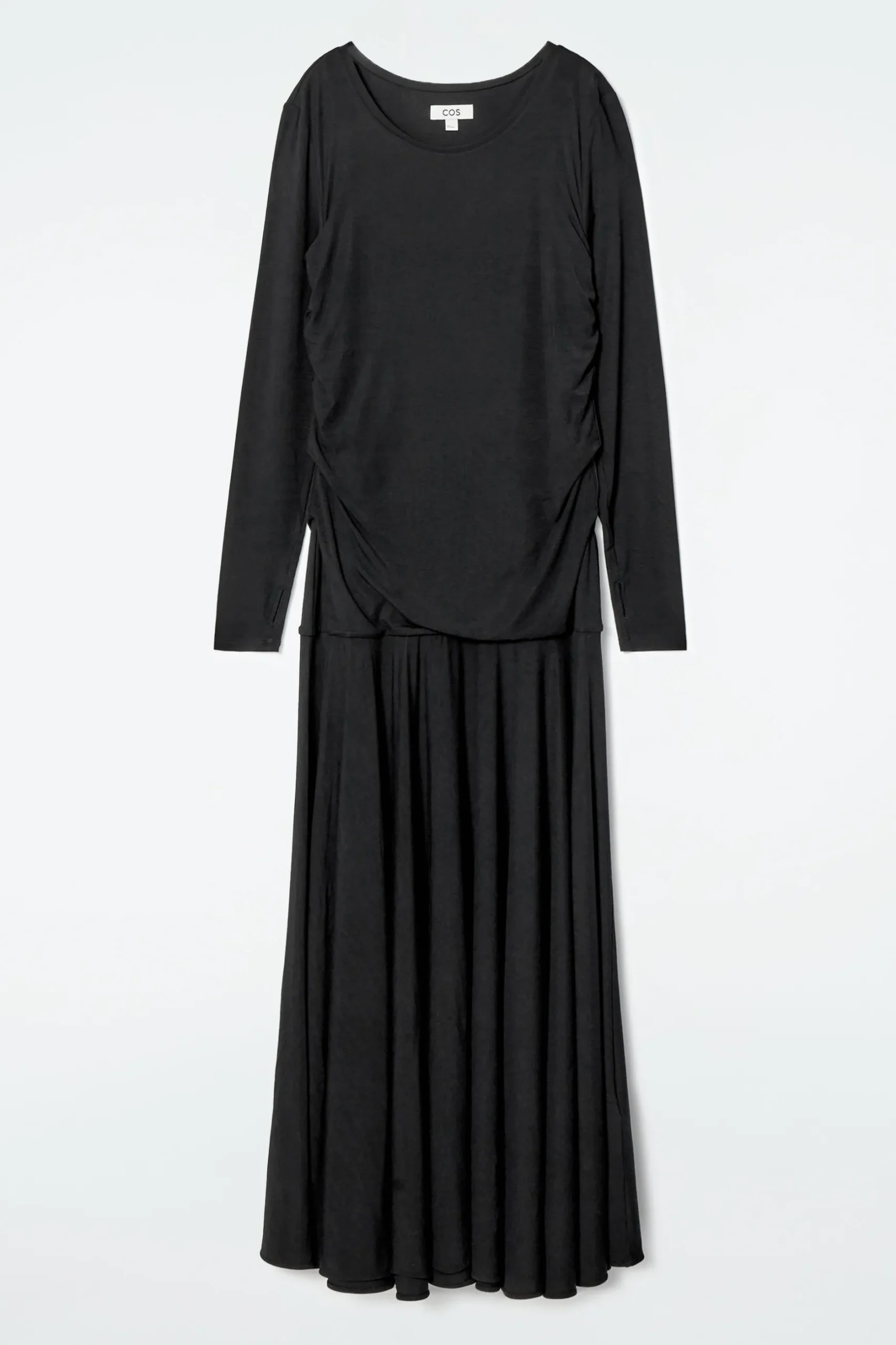 Fashion COS DŻERSEJOWA SUKIENKA MAXI Z OBNIŻONĄ TALIĄ