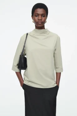 Fashion COS DŻERSEJOWY TOP Z WIĄZANIEM PRZY SZYI