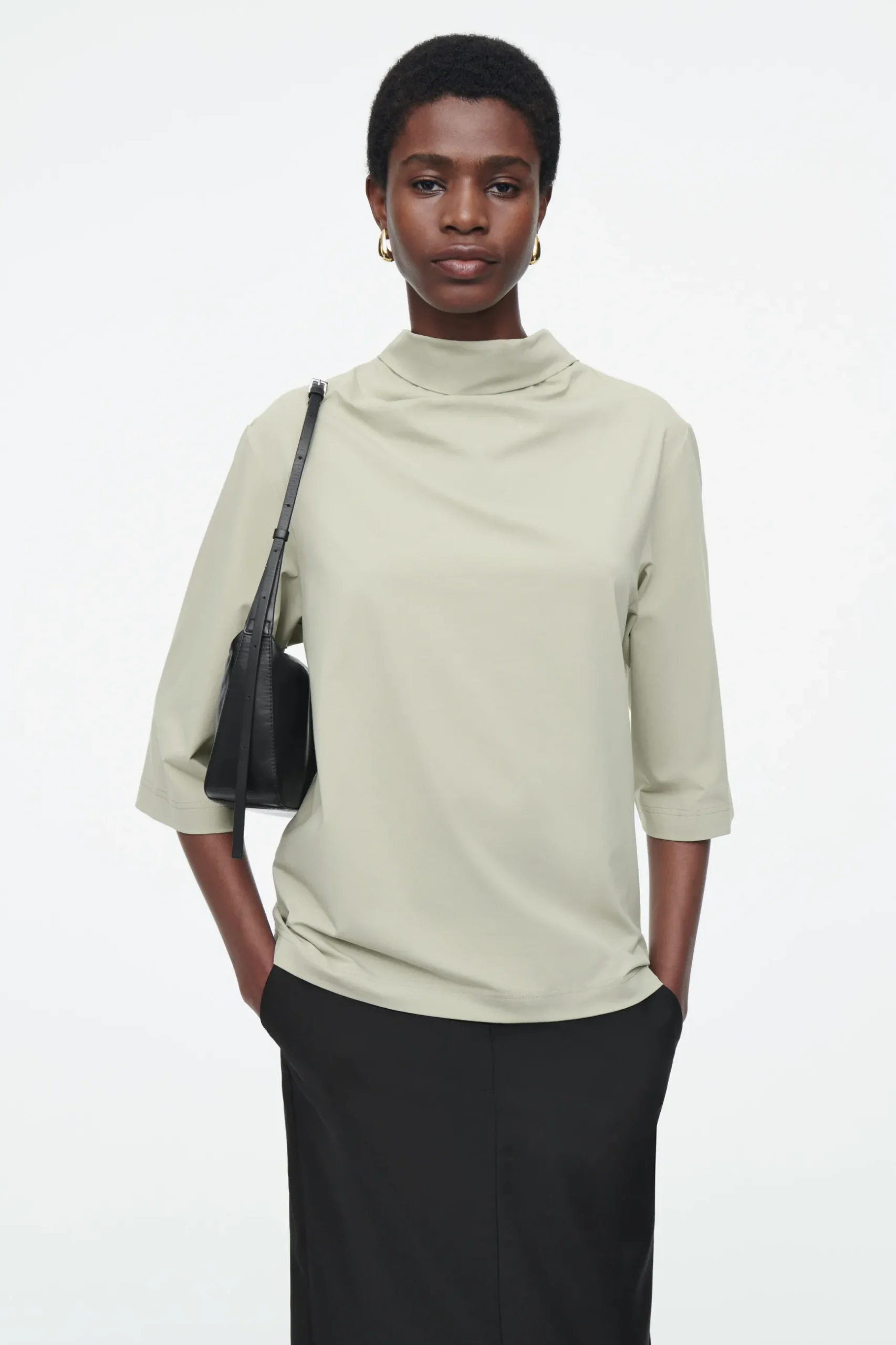 Fashion COS DŻERSEJOWY TOP Z WIĄZANIEM PRZY SZYI