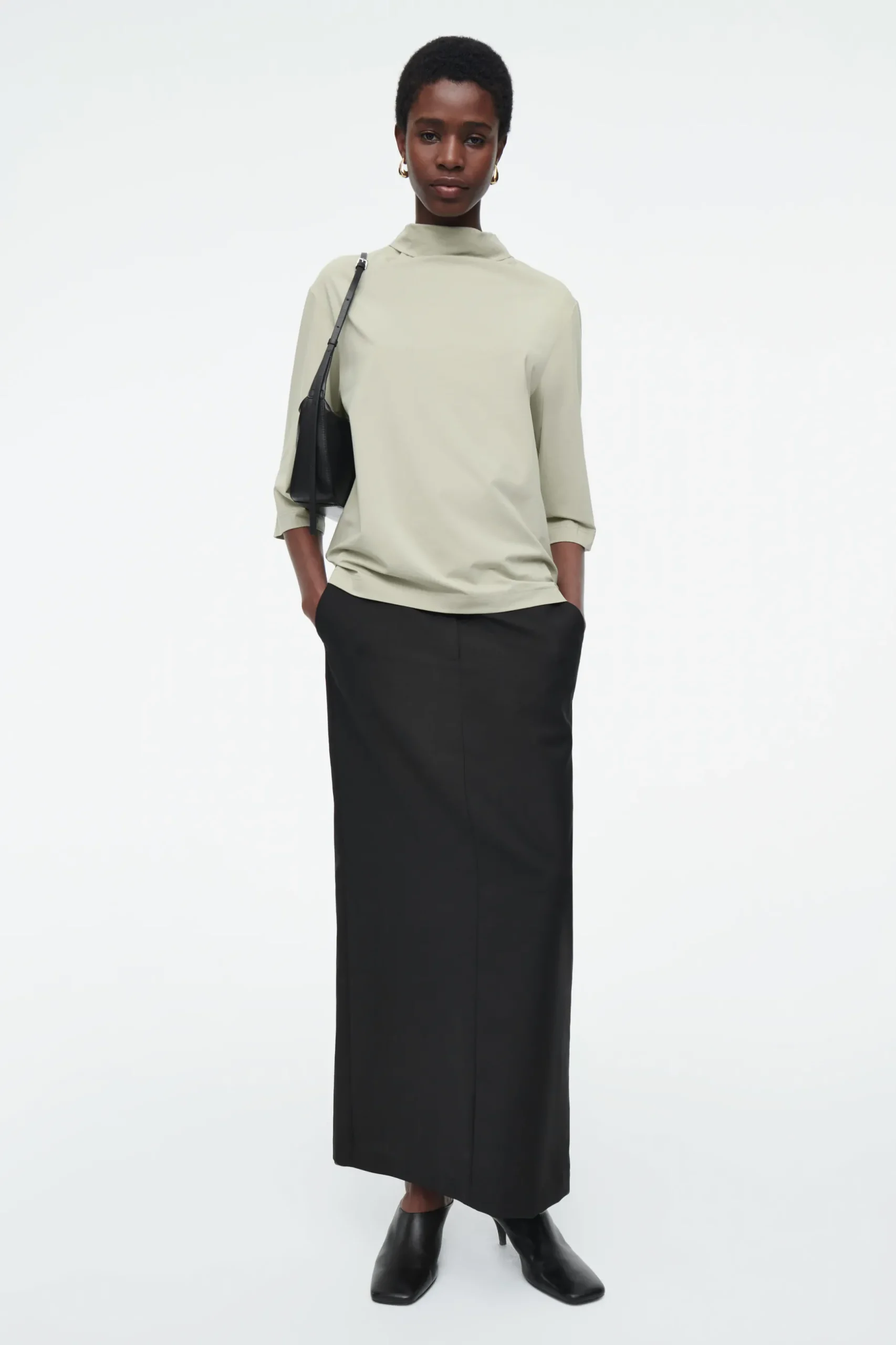 Fashion COS DŻERSEJOWY TOP Z WIĄZANIEM PRZY SZYI