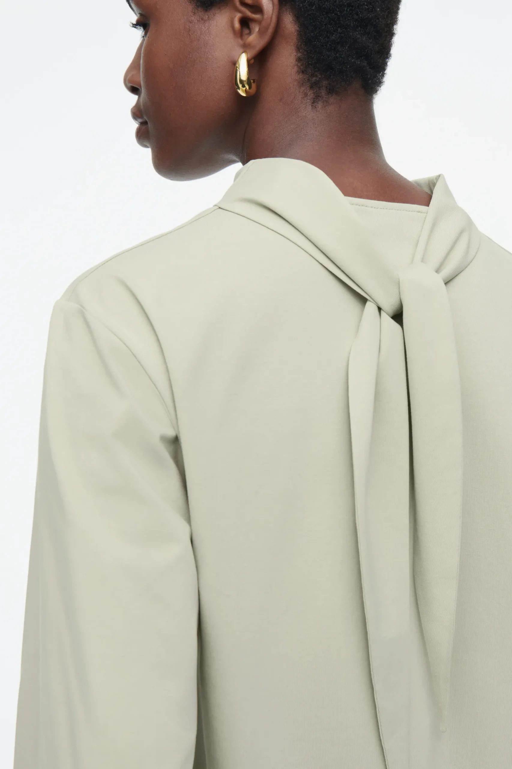 Fashion COS DŻERSEJOWY TOP Z WIĄZANIEM PRZY SZYI