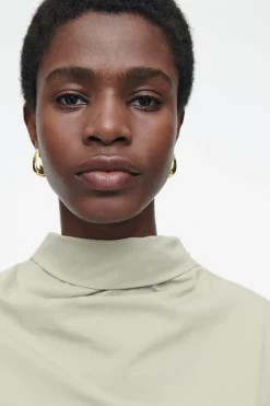 Fashion COS DŻERSEJOWY TOP Z WIĄZANIEM PRZY SZYI
