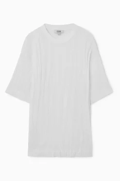 Best COS DŻERSEJOWY T-SHIRT OVERSIZE Z MARSZCZENIAMI