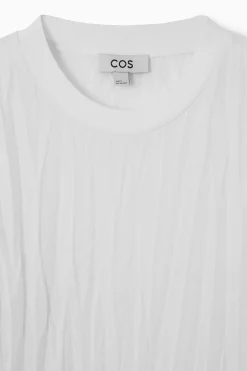 Best COS DŻERSEJOWY T-SHIRT OVERSIZE Z MARSZCZENIAMI