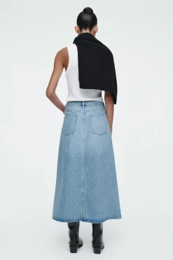 Discount COS DŻINSOWA TRAPEZOWA SPÓDNICA MIDI