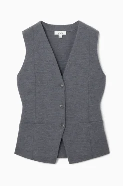 Fashion COS DŁUGA KAMIZELKA Z WEŁNIANEJ DZIANINY
