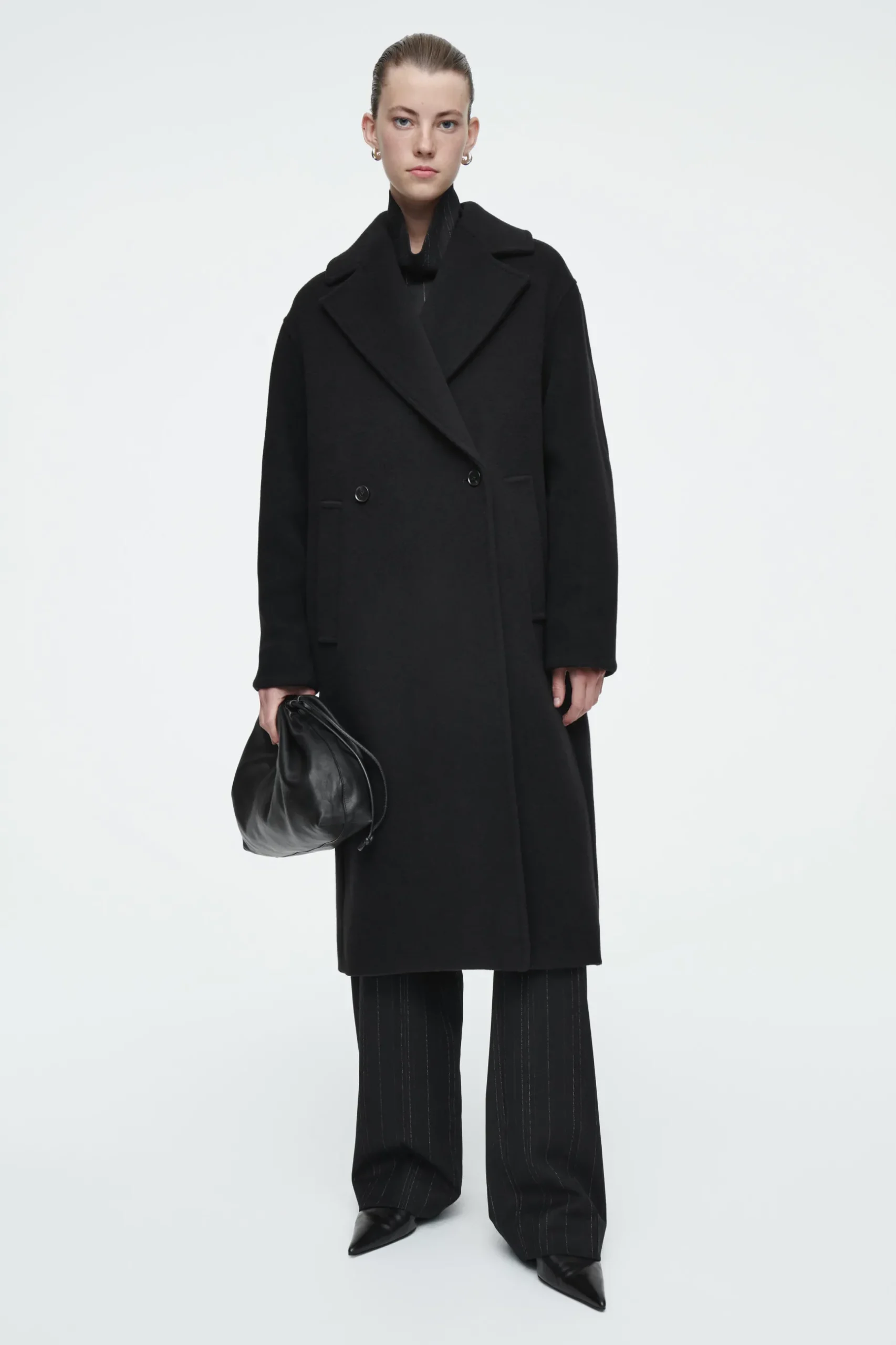 New COS DWURZĘDOWY WEŁNIANY PŁASZCZ OVERSIZE
