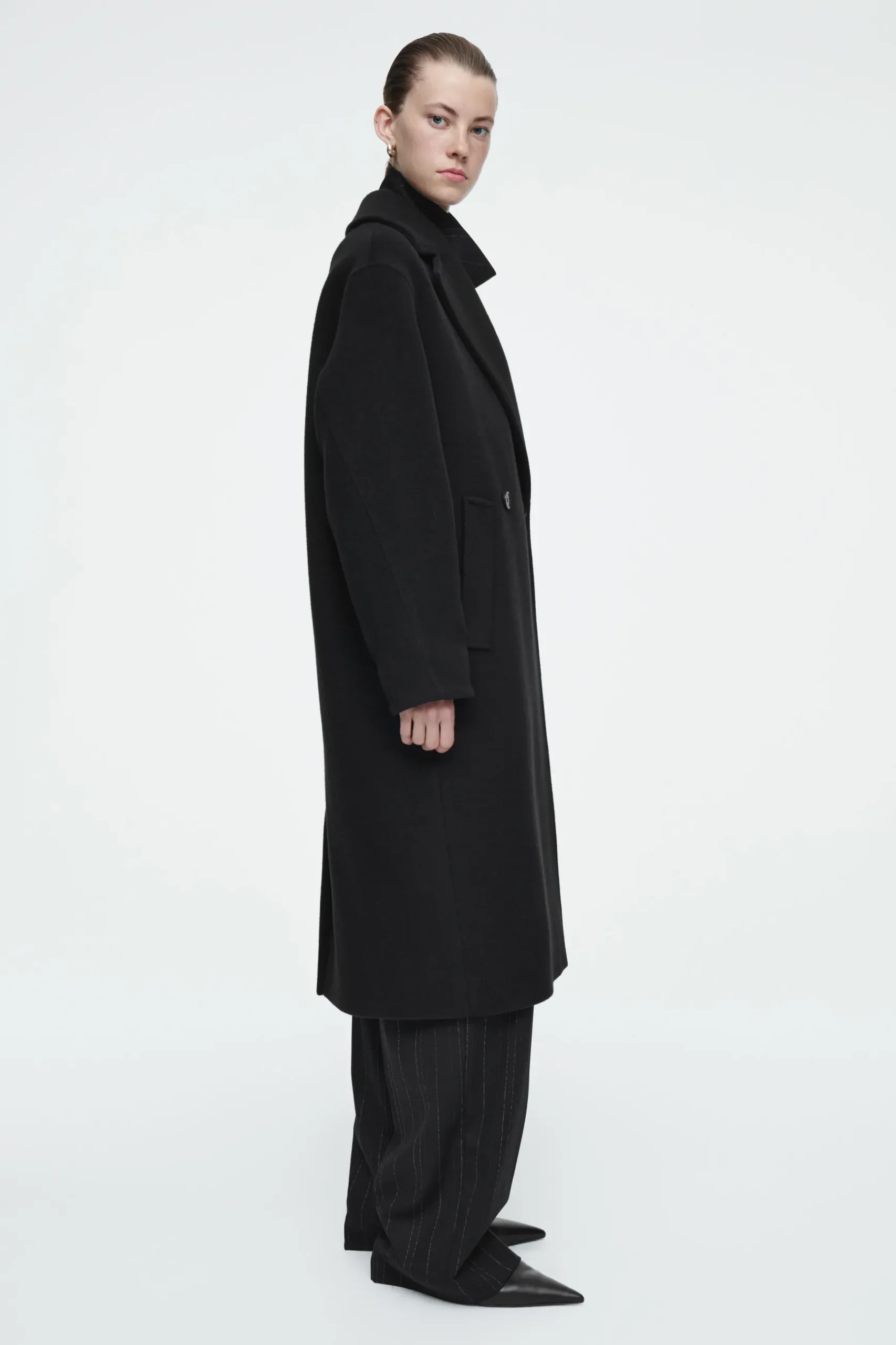 New COS DWURZĘDOWY WEŁNIANY PŁASZCZ OVERSIZE
