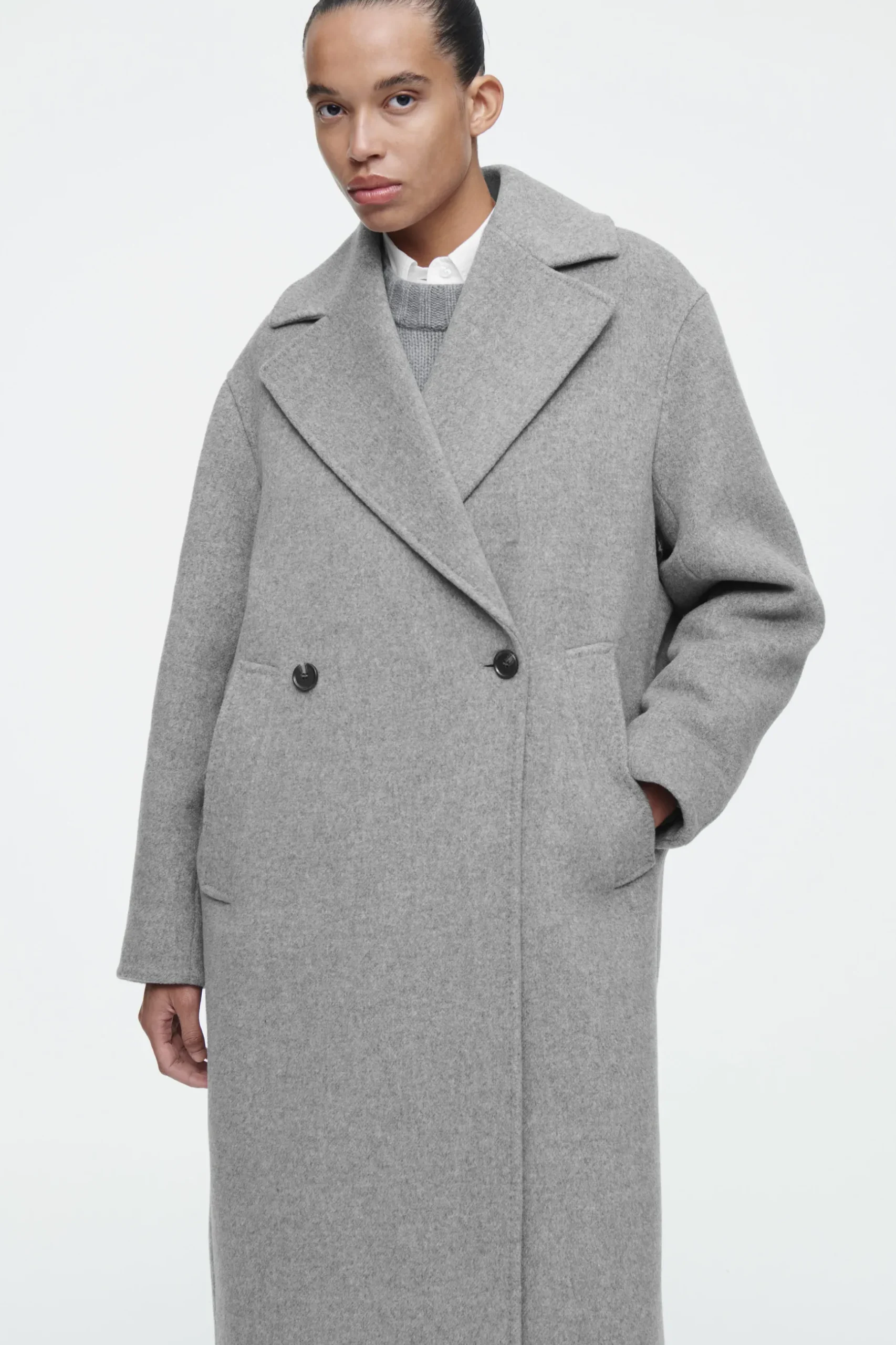 Hot COS DWURZĘDOWY WEŁNIANY PŁASZCZ OVERSIZE