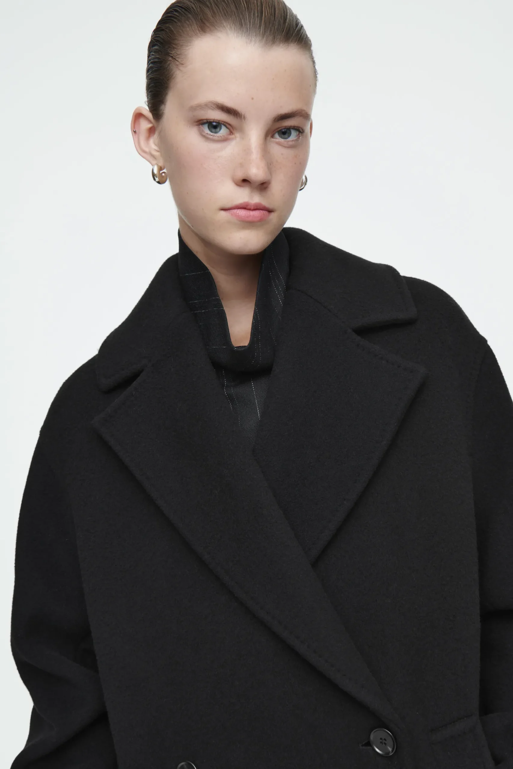 New COS DWURZĘDOWY WEŁNIANY PŁASZCZ OVERSIZE
