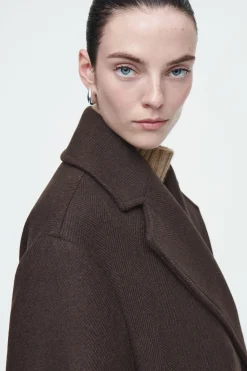 Fashion COS DWURZĘDOWY WEŁNIANY PŁASZCZ W JODEŁKĘ