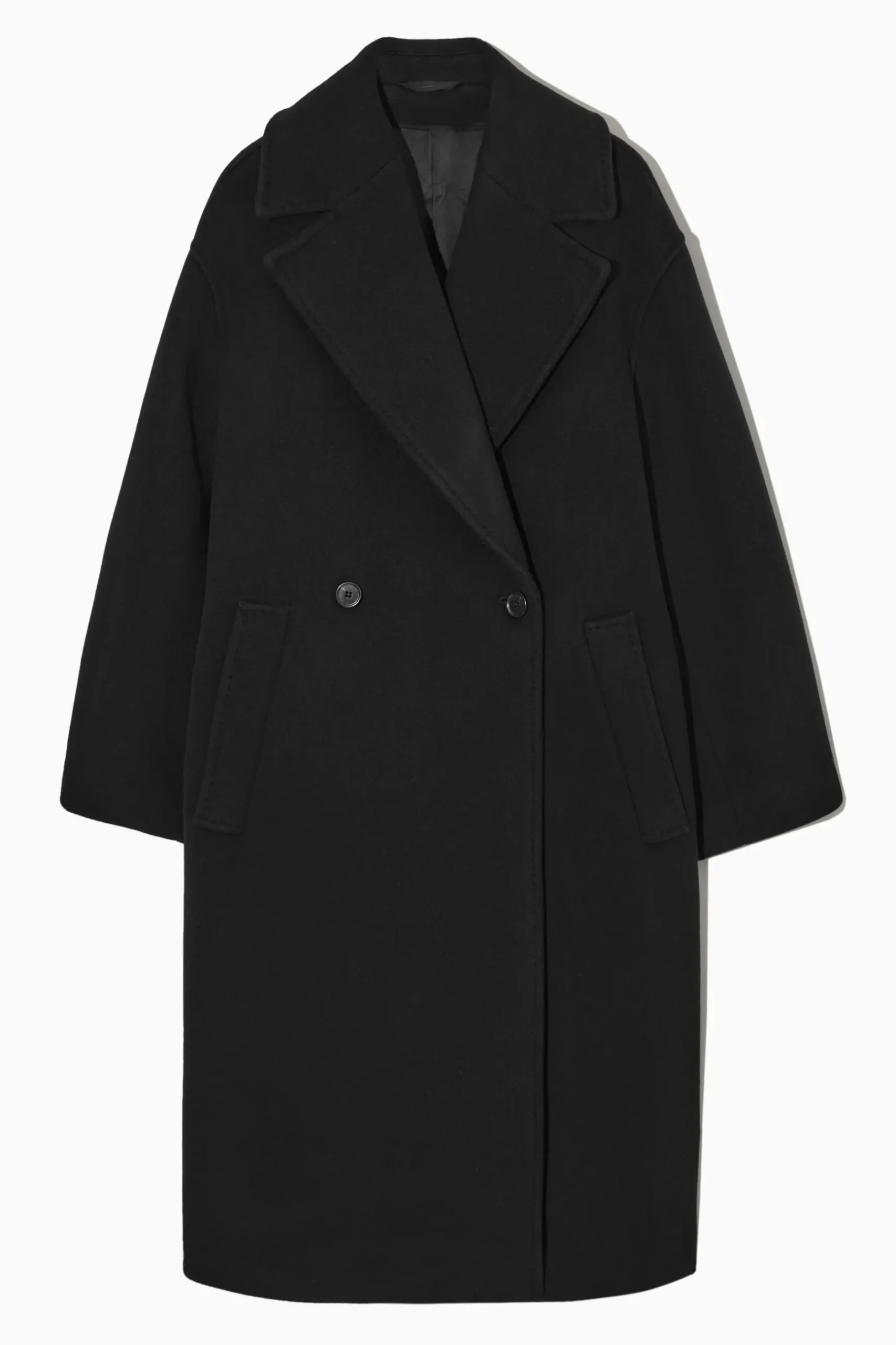 New COS DWURZĘDOWY WEŁNIANY PŁASZCZ OVERSIZE