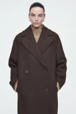 Fashion COS DWURZĘDOWY WEŁNIANY PŁASZCZ W JODEŁKĘ