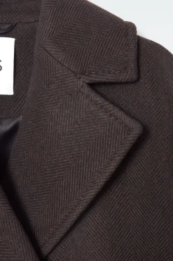 Fashion COS DWURZĘDOWY WEŁNIANY PŁASZCZ W JODEŁKĘ