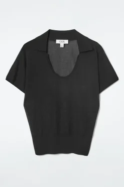 Hot COS DZIANINOWA KOSZULKA POLO Z ZAOKRĄGLONYM DEKOLTEM